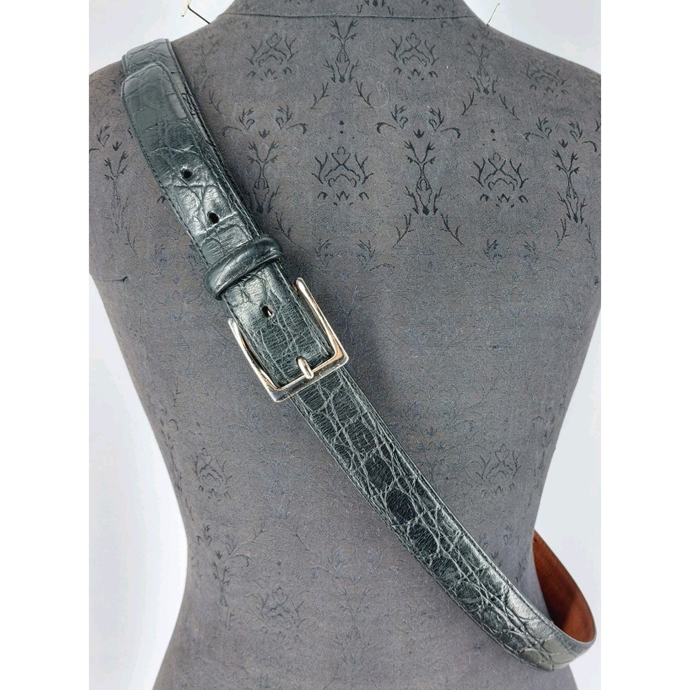 Cole Haan Embossed Italian Calfskin Dressβ Belt Mens Size 46 Solid Brass Buckle